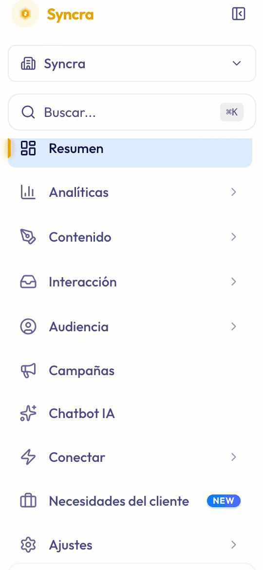 Syncra SSOT — Navegación lateral